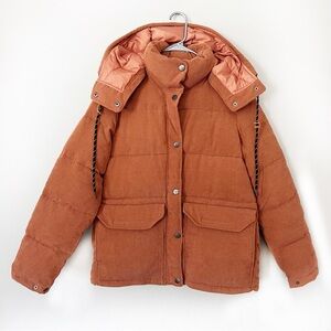 Pulse Corduroy Puffer Jacket Terracotta Medium Coat Parka Oversized Hooded